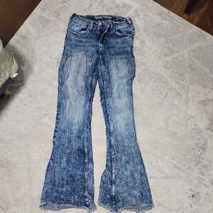 Cowgirl Tuff Distressed Blue Flare Jeans